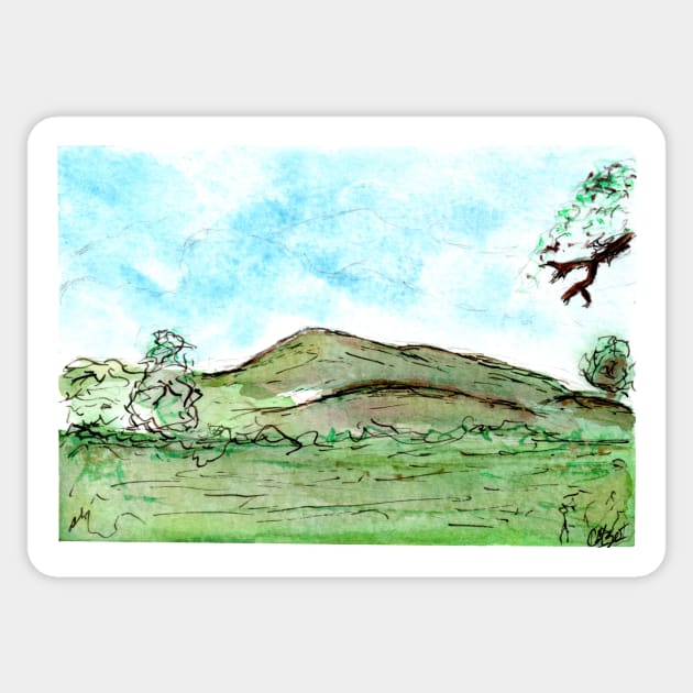 Pendle Hill Sticker by Colzo Art